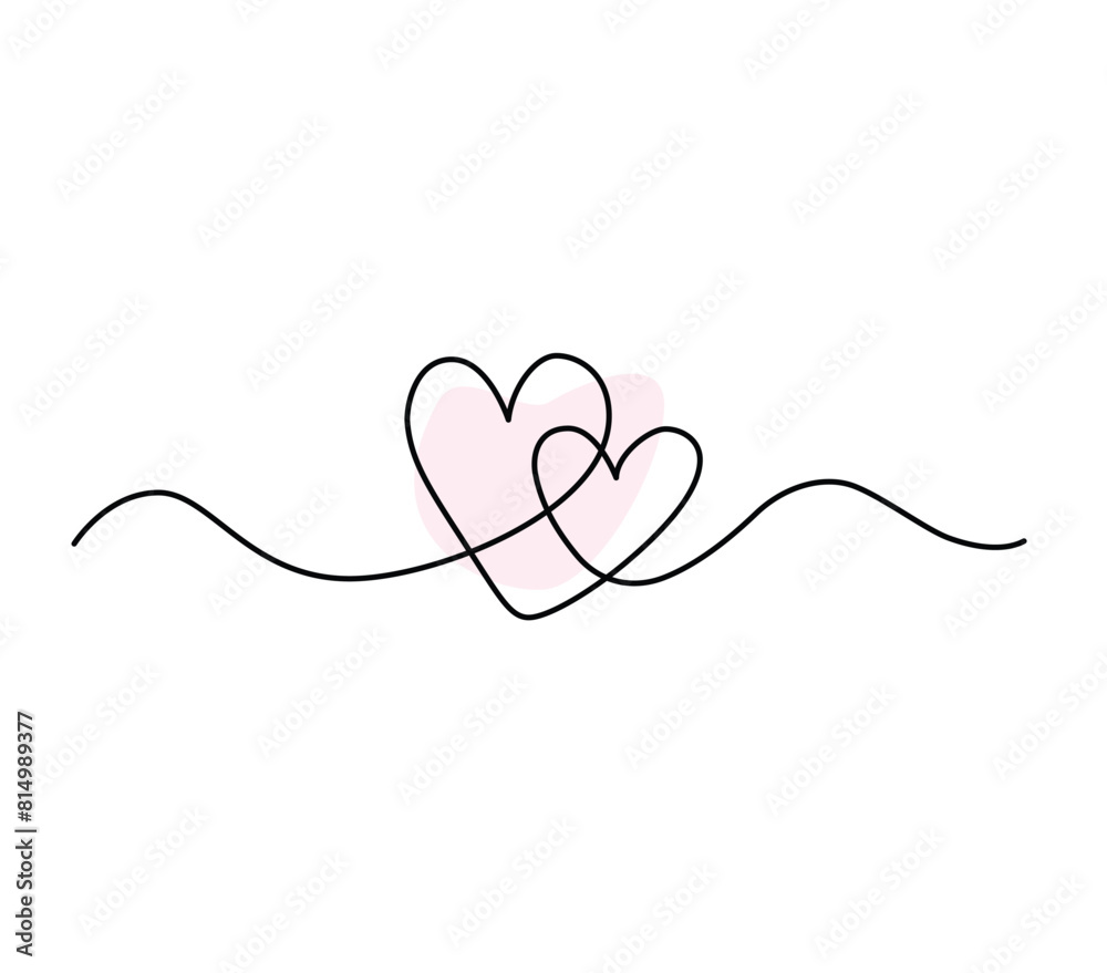 Obraz premium Continuous line art of love. Simple line art. One line vector