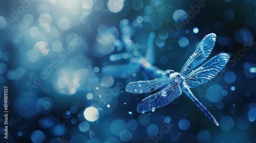 A close-up of a dragonfly with sparkle of light photo