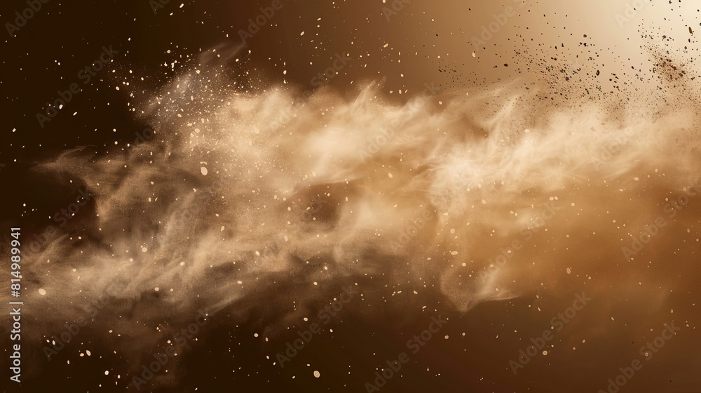 A realistic vector illustration depicts a dust sand cloud with stones and flying dusty particles against a transparent background. A realistic vector illustration depicts a dust sand cloud with stones and flying dusty particles against a transparent background.