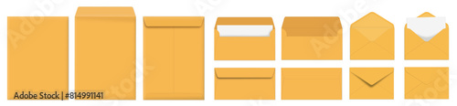 every envelope set manila yellow collection horizontal
