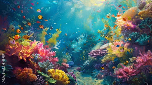 coral reef and coral sea plants