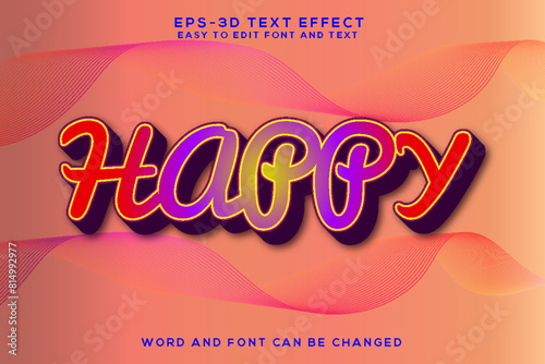 Happy colorful 3d text effect