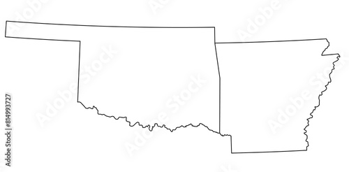 Map of the US states with districts. Map of the U.S. state of Arkansas,Oklahoma