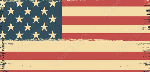 Patriotic striped pattern in an ultrawide format, fading into a blank central white space. photo