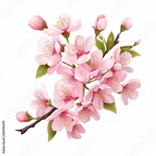 Element Cherry blossom  sakura flowers isolated on white background.