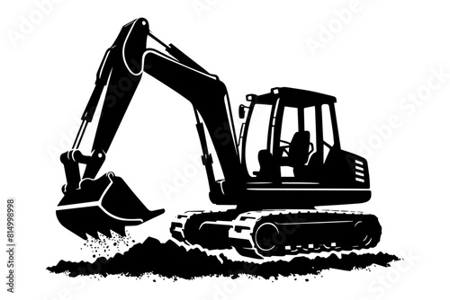 Excavator silhouette. vector illustration