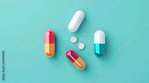 Capsule pill flat design top view pharmaceutical theme