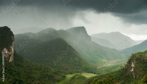 rain in the mountains  cloudy weather