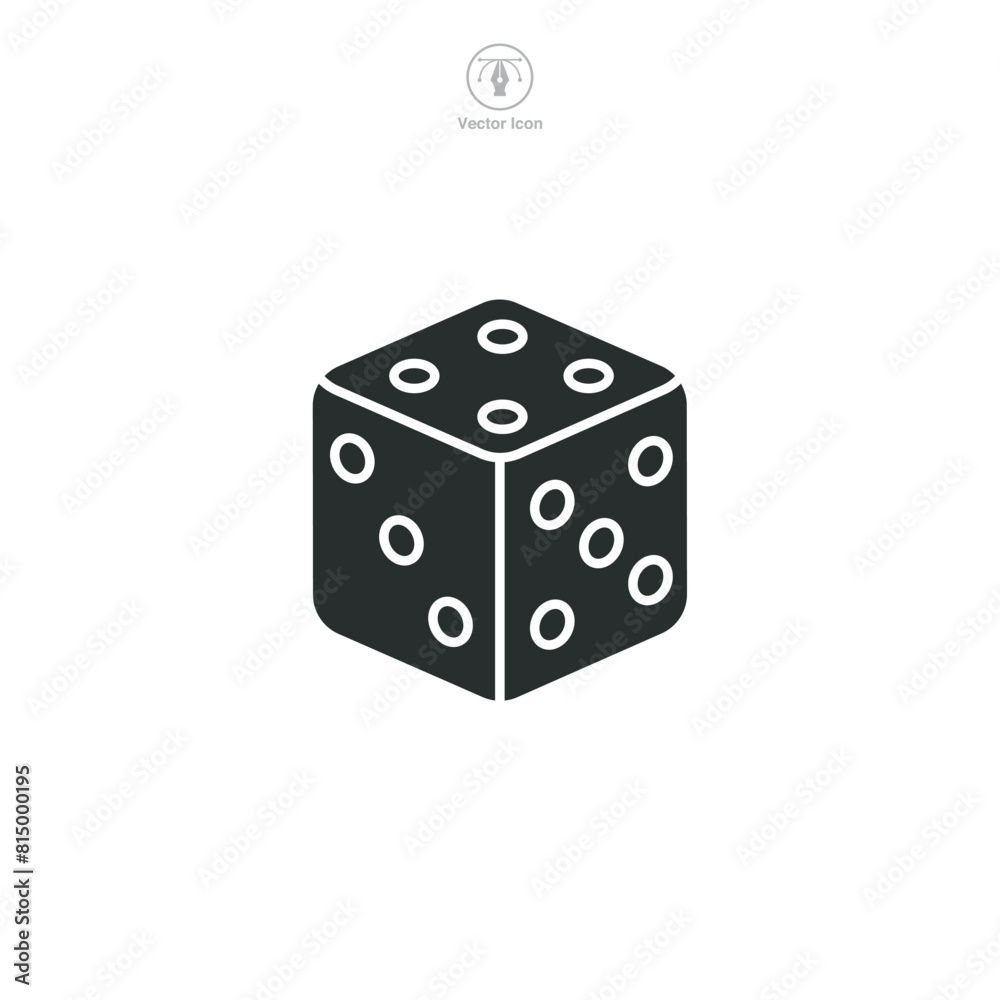 Dice cube, casino game. Icon symbol vector illustration isolated on white background Dice cube, casino game. Icon symbol vector illustration isolated on white background