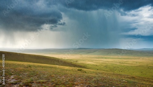 rain, rainy cloudy weather in the steppe