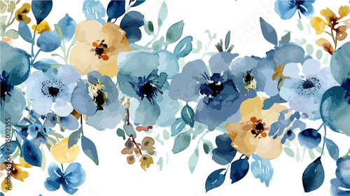 vector watercolor blue floral