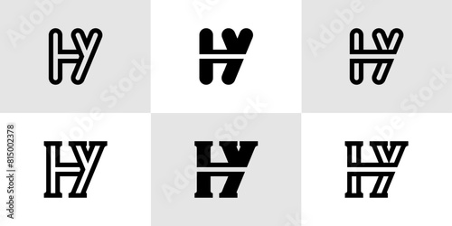 Letters HY Monogram Logo Set, suitable for business with HY or YH initials