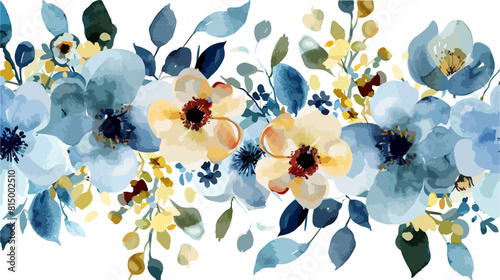 vector watercolor blue floral