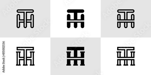 Letters HT Monogram Logo Set, suitable for business with HT or TH initials