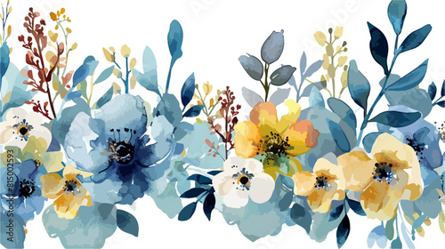 vector watercolor blue floral