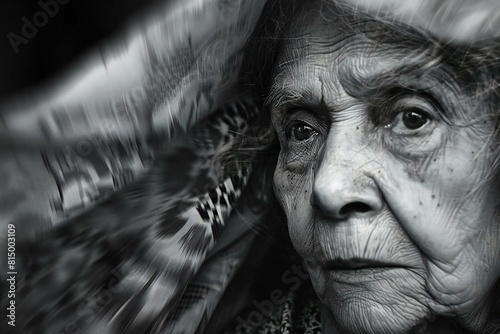 Featuring a op art style , old latin lady black and white on px photo