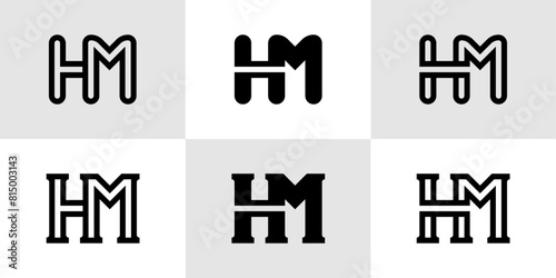 Letters HM Monogram Logo Set, suitable for business with HM or MH initials