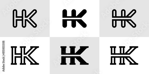 Letters HK Monogram Logo Set, suitable for business with HK or KH initials