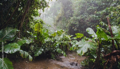 tropical forest during the rain