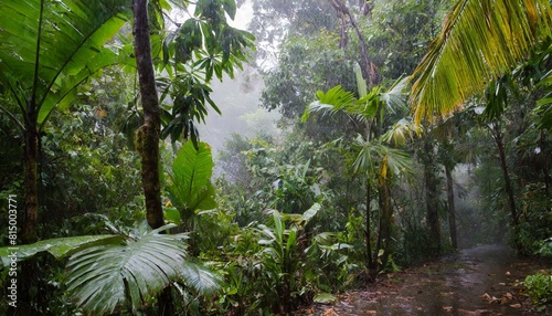 tropical forest during the rain