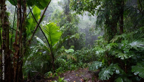tropical forest during the rain
