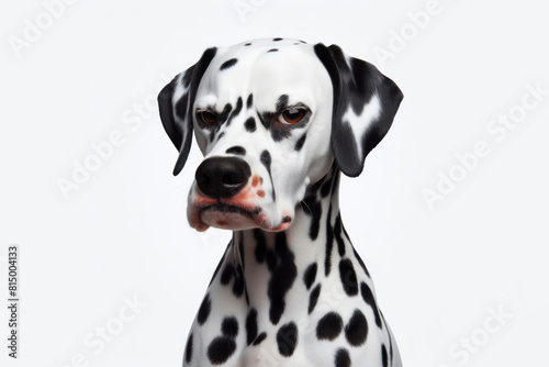 dalmatian Dog with a disgusted expression frown, in clean white background