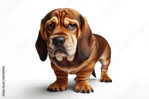 Dog with a disgusted expression frown  in clean white background