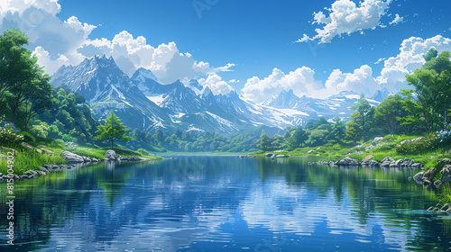 Breathtaking Mountain and Tranquil Lake with Mountain View © Izzain