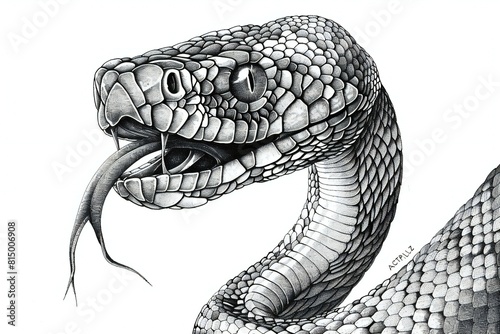 A drawing of a snake with its tongue open, high quality, high resolution photo