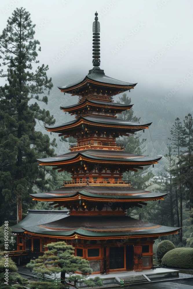 Tranquil japanese temple in misty mountains a fantasy setting of serenity and ancient beauty Tranquil japanese temple in misty mountains a fantasy setting of serenity and ancient beauty