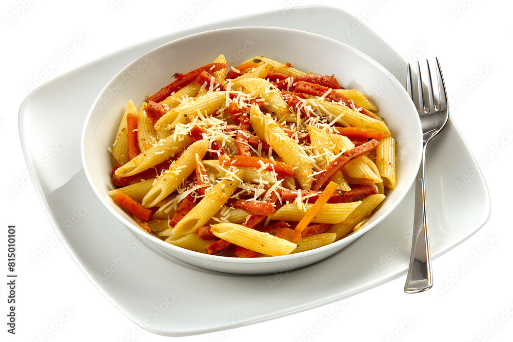prato com macarrão ao molho de tomate acompanhado de legumes isolado em fundo transparente prato com macarrão ao molho de tomate acompanhado de legumes isolado em fundo transparente