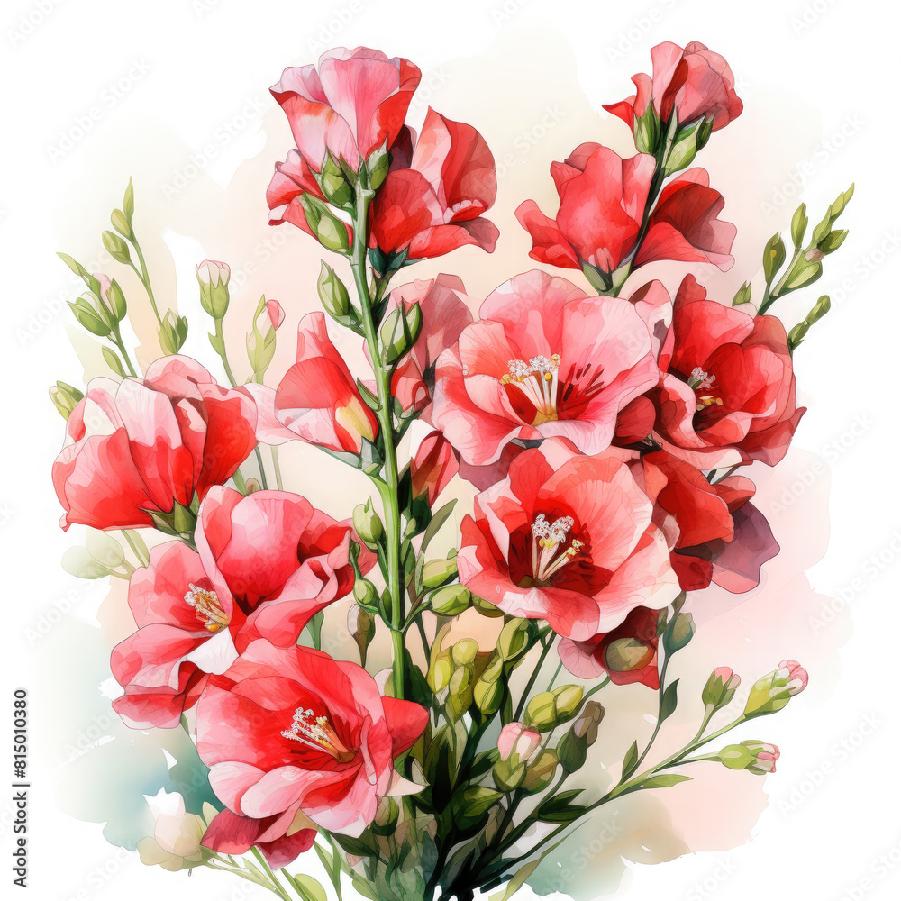 Watercolor Snapdragon Illustration, Generative Ai Watercolor Snapdragon Illustration, Generative Ai