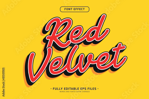 3d embossed look font style with red velvet text for food and beverage business logo design