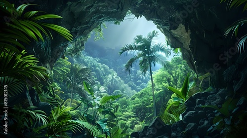 view of a cave in the jungle
