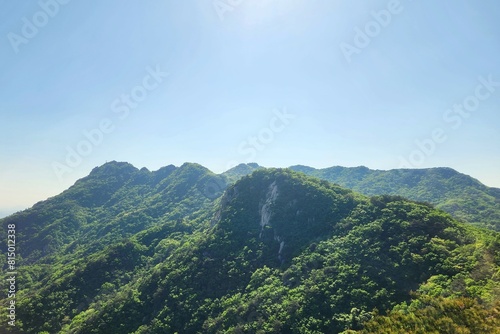 the top of Bukhansan Mountain in Korea in sunny weather. hiking in korea. mountains Korea Seoul