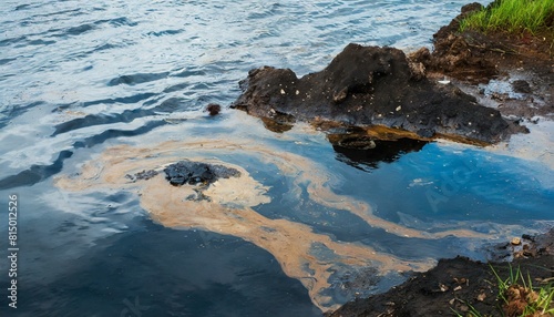 photo of spilled oil in the ocean, oil slick, ocean pollution