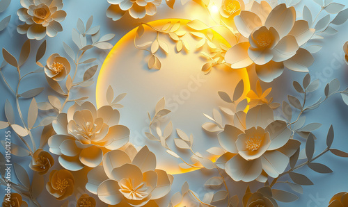 Paper Cut Floral Circle with Illumination