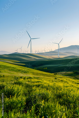 Harmonious Landscape Demonstrating the Power of Wind Energy in Sustainable Living