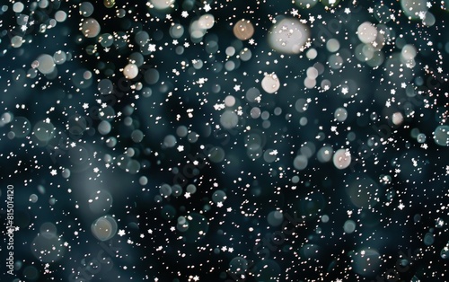 A dark background speckled with shimmering white snowflakes.