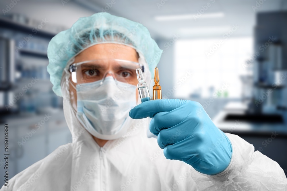 Professional researcher hold sample in laboratory, reasearch concept