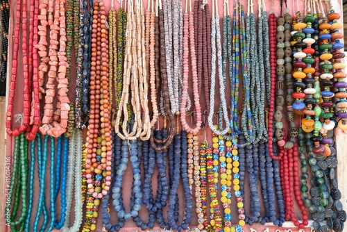 Colourful African style beads necklaces of different colours and patterns