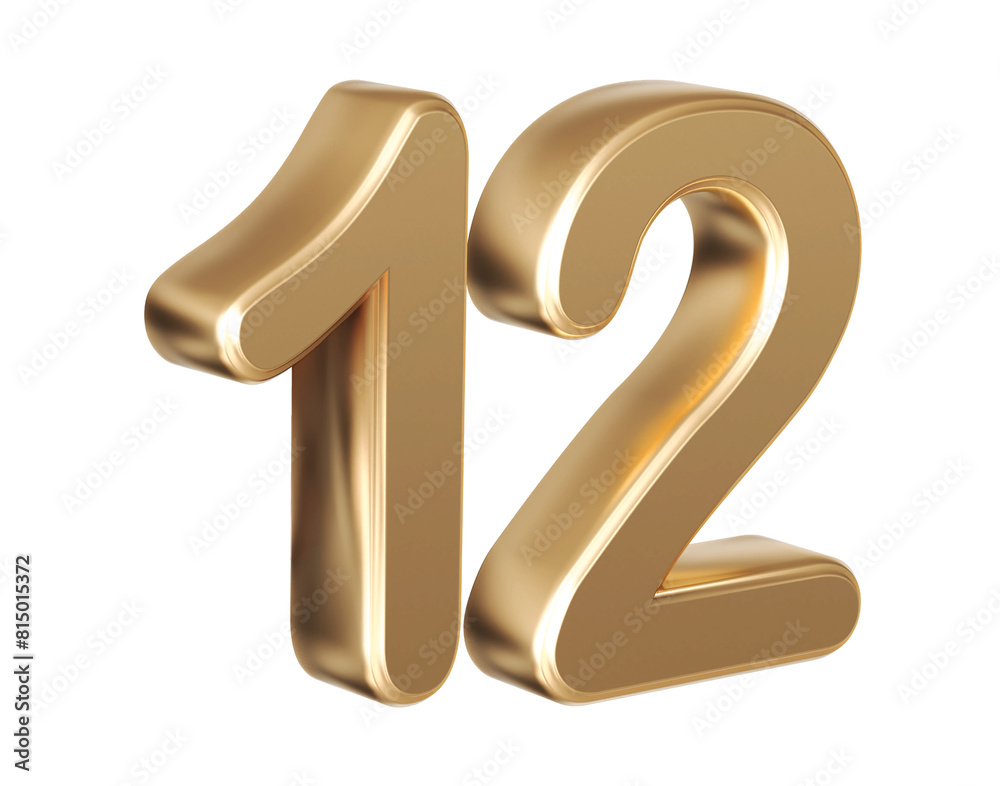 3d gold number 12 3d gold number 12