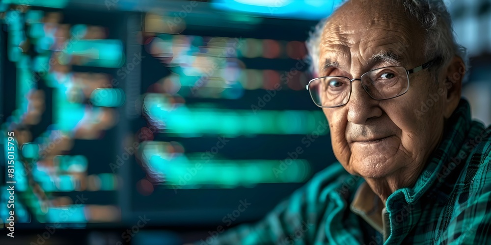 Elderly man learning coding at computer embracing lifelong learning in retirement. Concept Senior Citizens, Lifelong Learning, Coding Skills, Retirement Lifestyle, Technology Education Elderly man learning coding at computer embracing lifelong learning in retirement. Concept Senior Citizens, Lifelong Learning, Coding Skills, Retirement Lifestyle, Technology Education