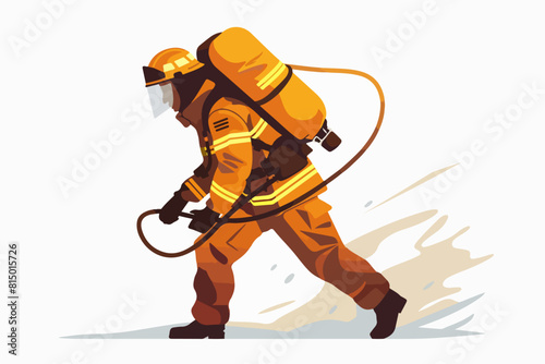 Firefighter illustration. Firefighter rescuer on a white background.