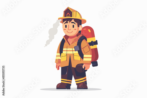 Firefighter illustration. Firefighter rescuer on a white background.