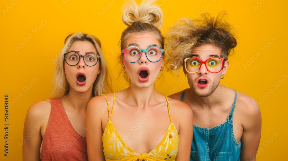 Obraz premium Group of Friends Expressing Surprise