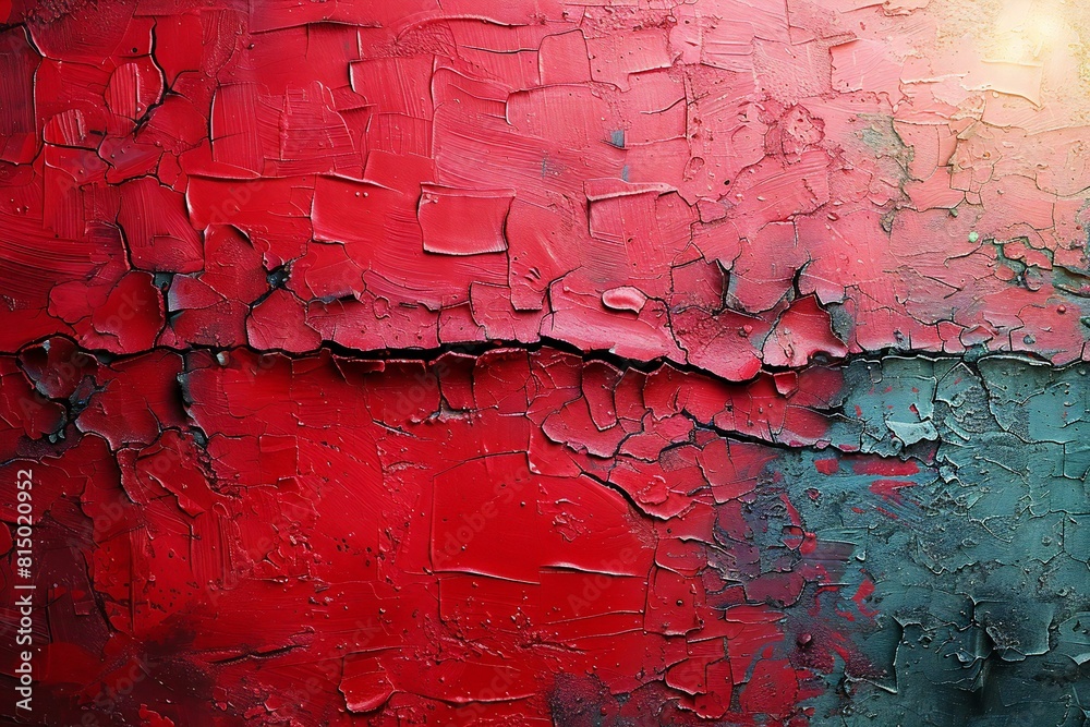 A red textured background with color variations on one side