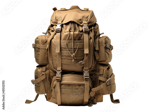 a brown backpack with many pockets