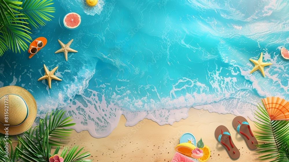 Summer holiday mockup design template with tropical beach for outdoor traveling advertisements Summer holiday mockup design template with tropical beach for outdoor traveling advertisements