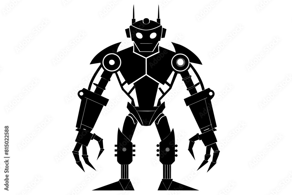 Fototapeta premium Robot silhouette flat vector art design.